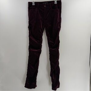Theory Ruched Velvet Pants Mulberry Purple Stretch Slim Y2K Luxe 8